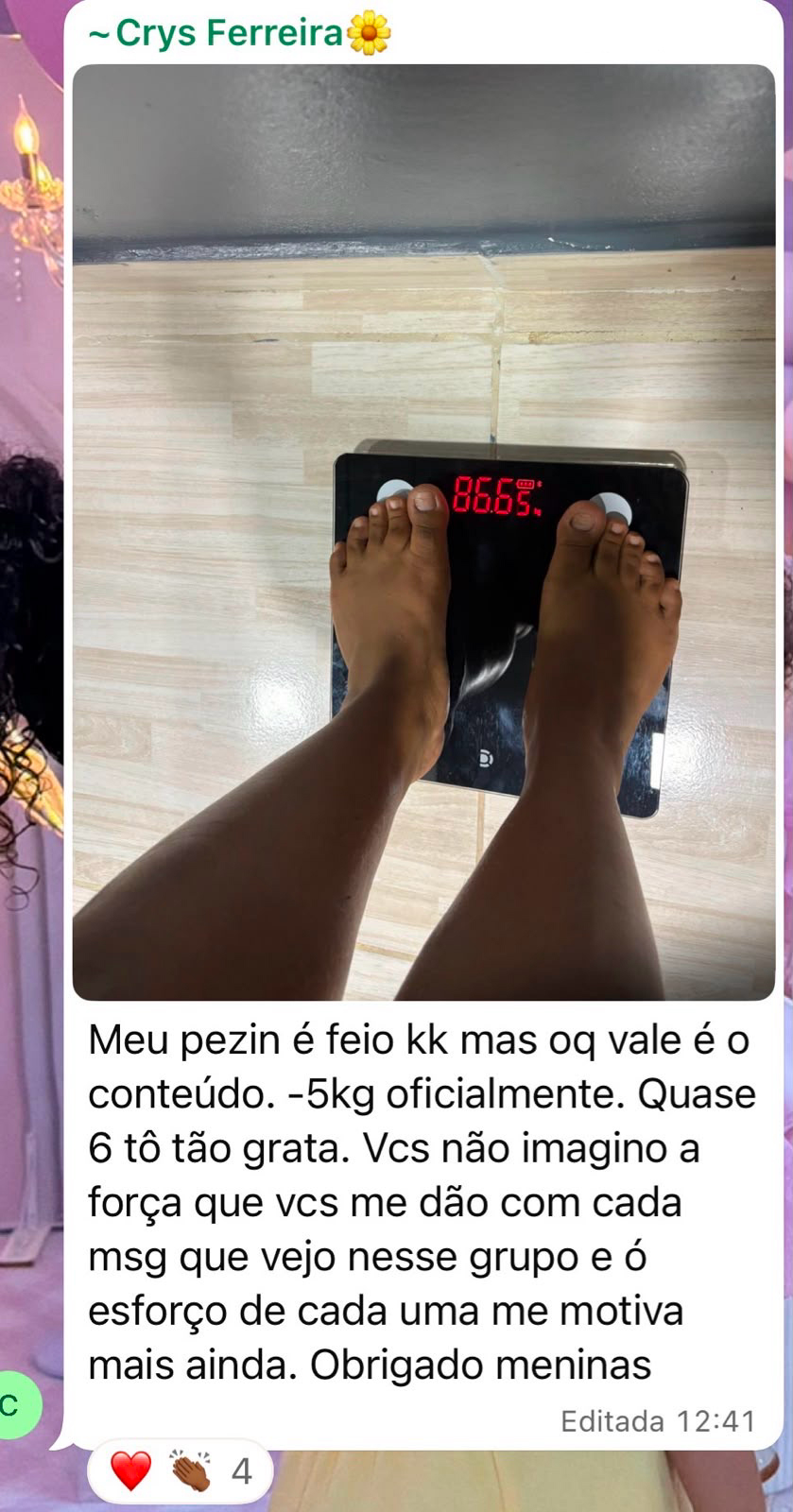 Crys Ferreira: menos 5kg no desafio