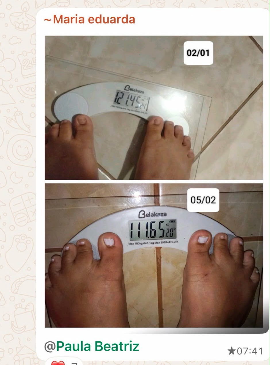 Maria Eduarda: de 121,45kg para 111,65kg